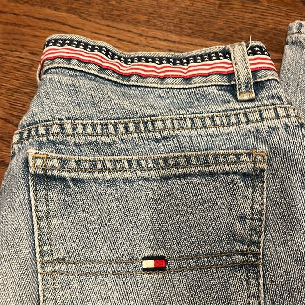 Y2K Tommy Hilfiger Jeans Flag waist detail straight leg low rise light wash sz 4 - Picture 2 of 10